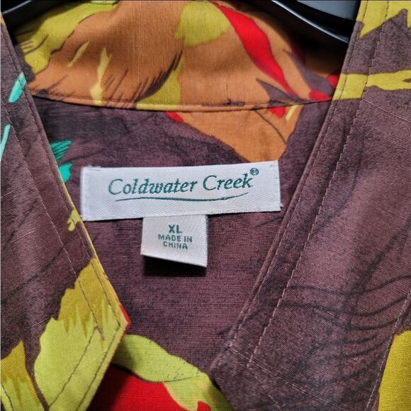 Coldwater Creek Brown Printed Silk Jacket XL - Picture 2 of 3